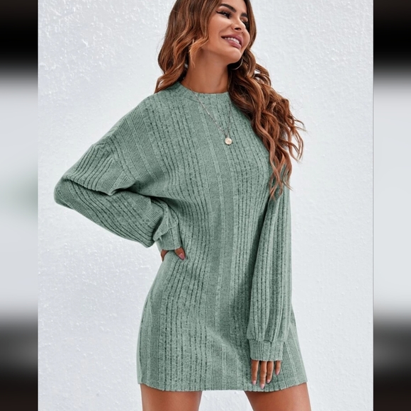 SHEIN Dresses & Skirts - Shein extra small XS loose oversize sweater shirt dress mint green small